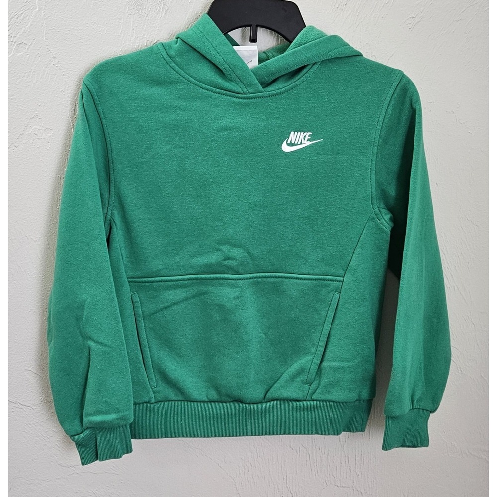 Nike Sportswear Fleece Embroidered Logo Hoodie Green Kids Children's Size Small